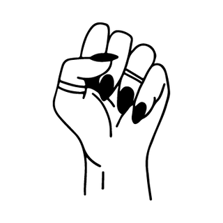 Illustration of a woman's fist, Committed to social justice